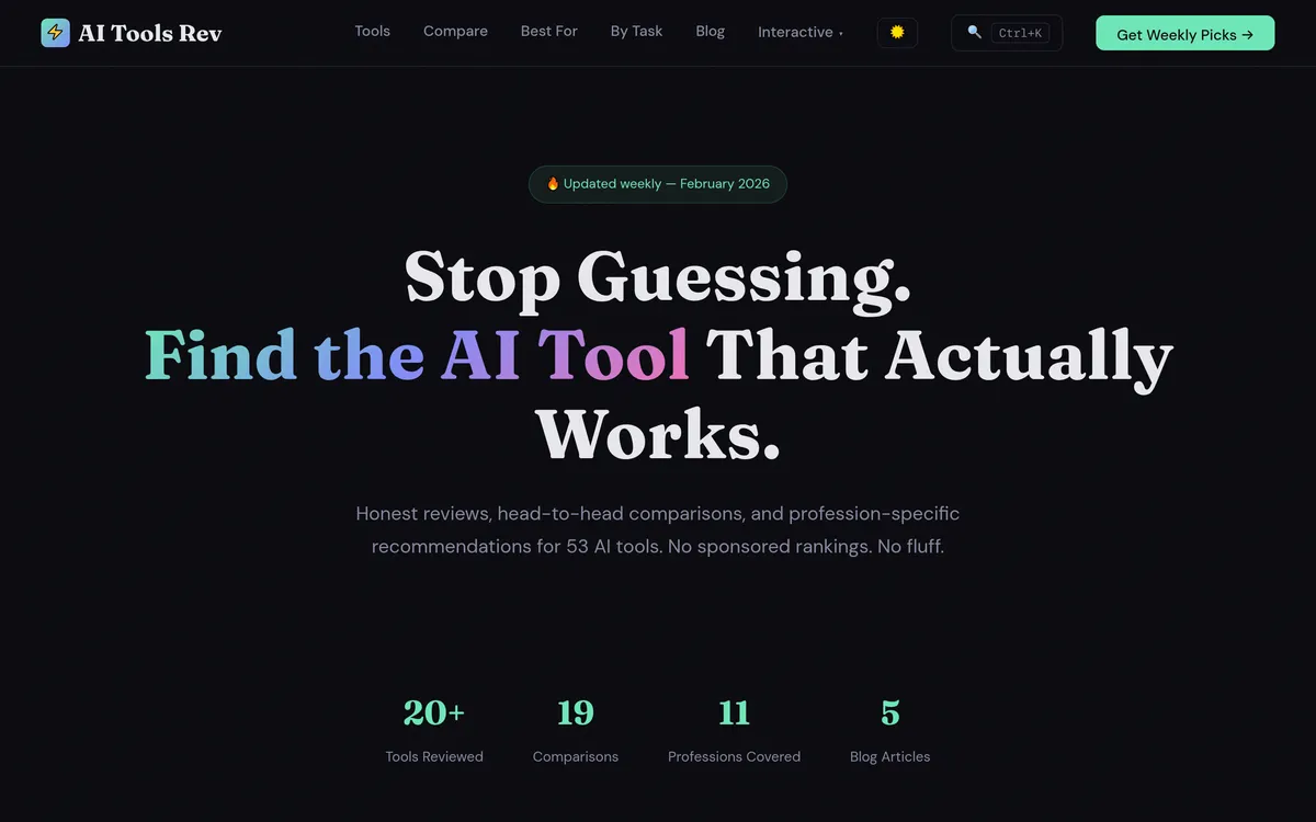 AI Tools Rev website screenshot
